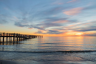 clear beach while in sunset scenery