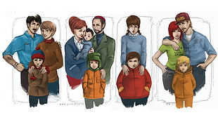 family illustration collage, South Park