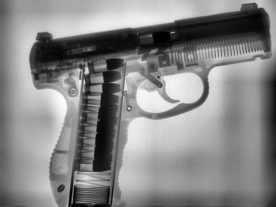semi-automatic pistol, x-rays, weapon HD wallpaper