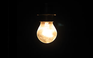 black and brown table lamp, lightbulb, minimalism HD wallpaper