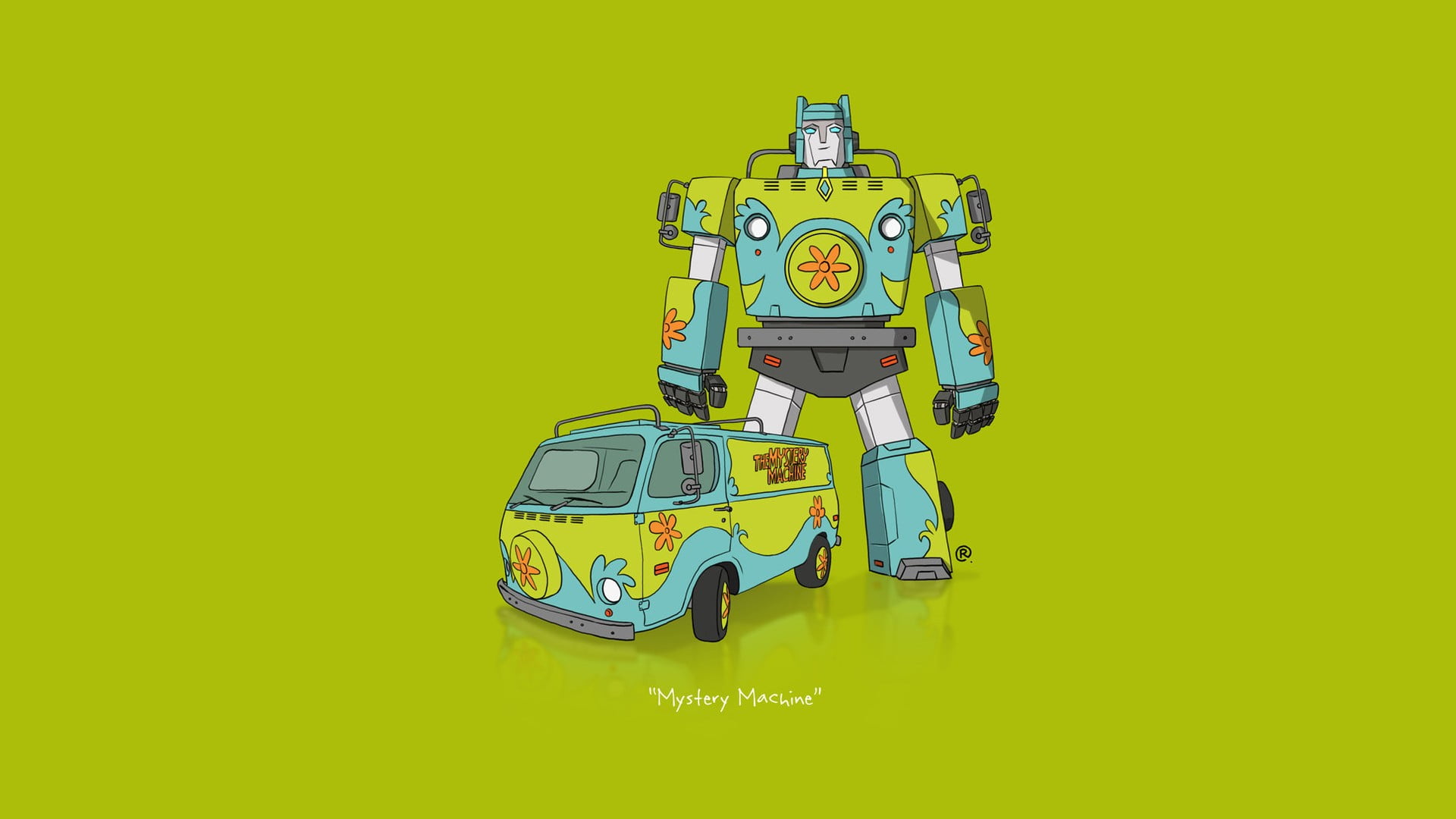 Van And Robot Cartoon Character Illustration Car Transformers Minimalism Scooby Doo Hd Wallpaper Wallpaper Flare