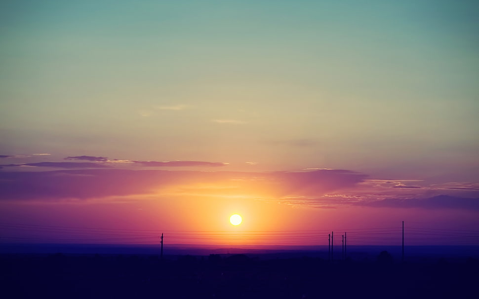 photography of sun during sunset HD wallpaper
