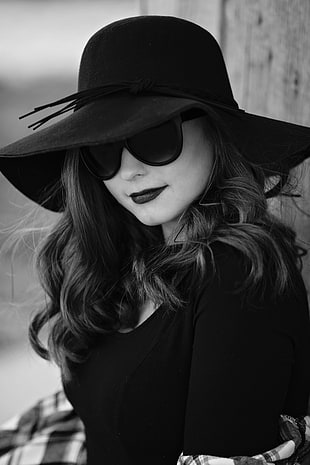 woman wearing black hat and dress HD wallpaper