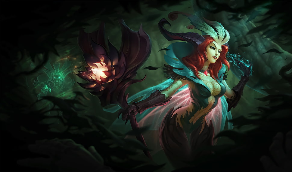 green and red floral ceramic vase, League of Legends, LeBlanc (League of Legends) HD wallpaper
