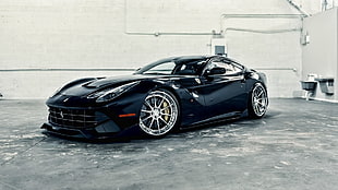 black coupe, car, Ferrari, Ferrari-F12