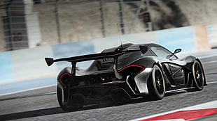 black sports car, McLaren, McLaren P1, Hybrid, McLaren P1 GTR