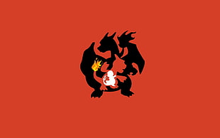 white, red, and black dragon wallpaper