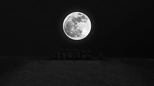full moon, night, Stonehenge , Moon HD wallpaper