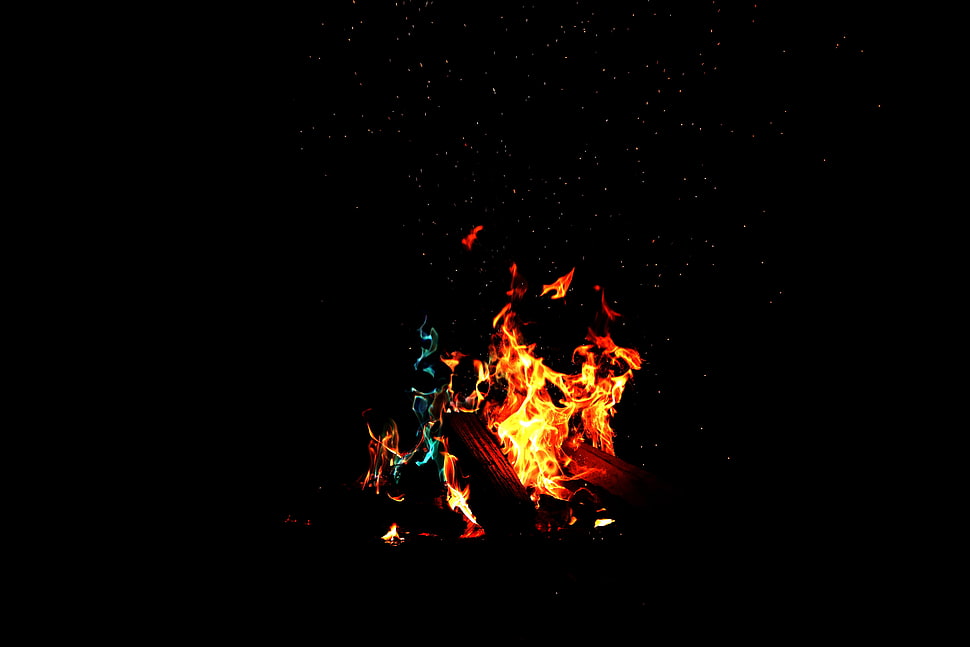 bonfire, Fire, Flame, Dark HD wallpaper