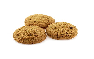 three brown cookies