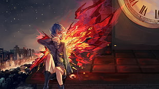 female animated character with red wings HD wallpaper