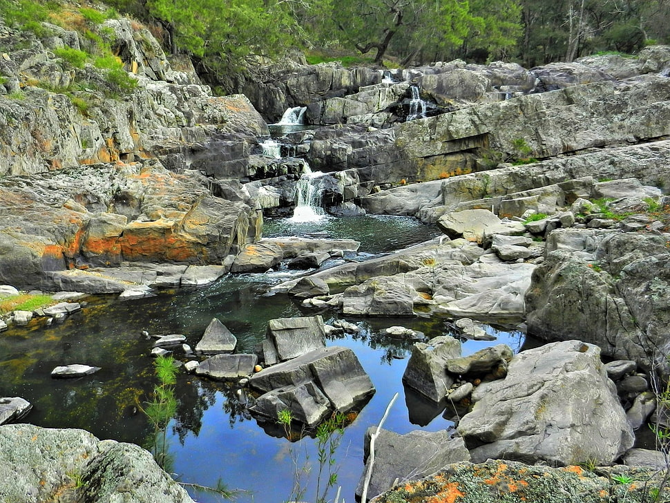 gray stone falls park HD wallpaper