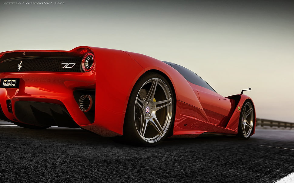 red and black car bed frame, Ferrari, red cars, vehicle, ferrari f70 HD wallpaper