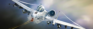white aircraft digital wallpaper, Fairchild A-10 Thunderbolt II, aircraft, military aircraft, artwork HD wallpaper