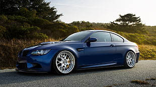 blue coupe, car, BMW, rims, BMW E92 M3