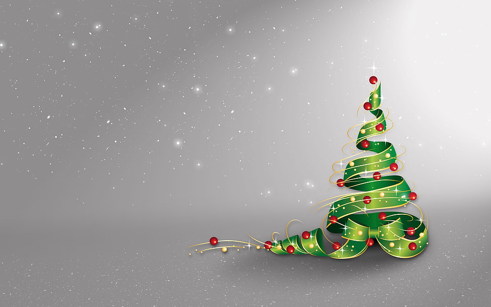 green Christmas decor clip art, New Year, snow HD wallpaper