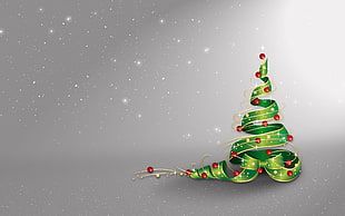 green Christmas decor clip art, New Year, snow