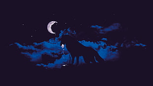 silhouette of black animal HD wallpaper