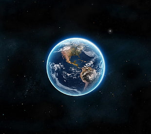 earth illustration, space, space art, planet, Earth