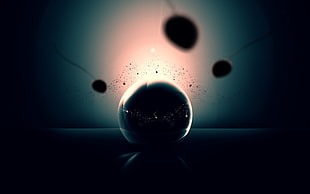 round black silhouette photography of digital wallpaper