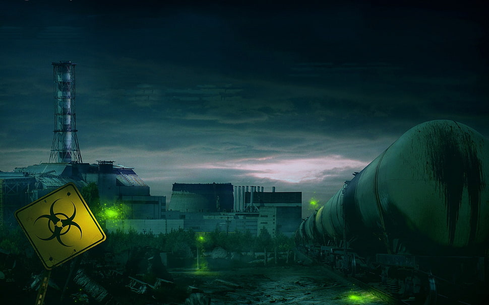 white concrete building, radioactive, artwork, apocalyptic HD wallpaper