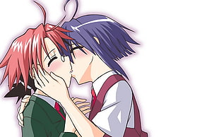 kissing Anime characters HD wallpaper