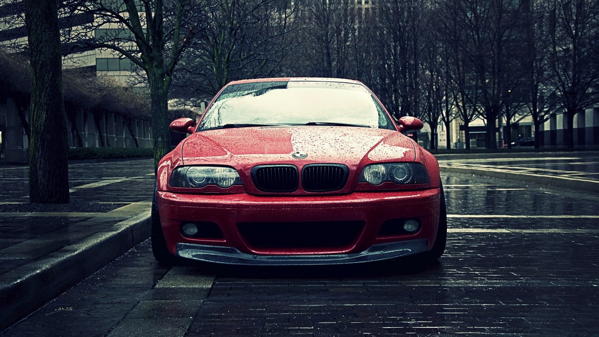 red BMW car, BMW, car, urban, city