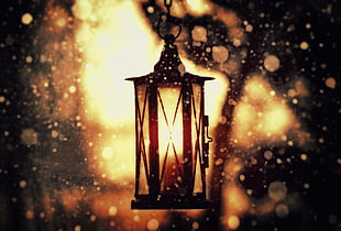 black and brown table lamp, lantern