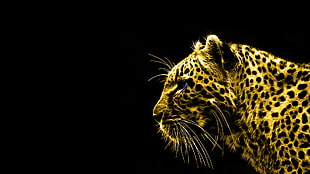brown cheetah, leopard, animals, black background, Fractalius HD wallpaper