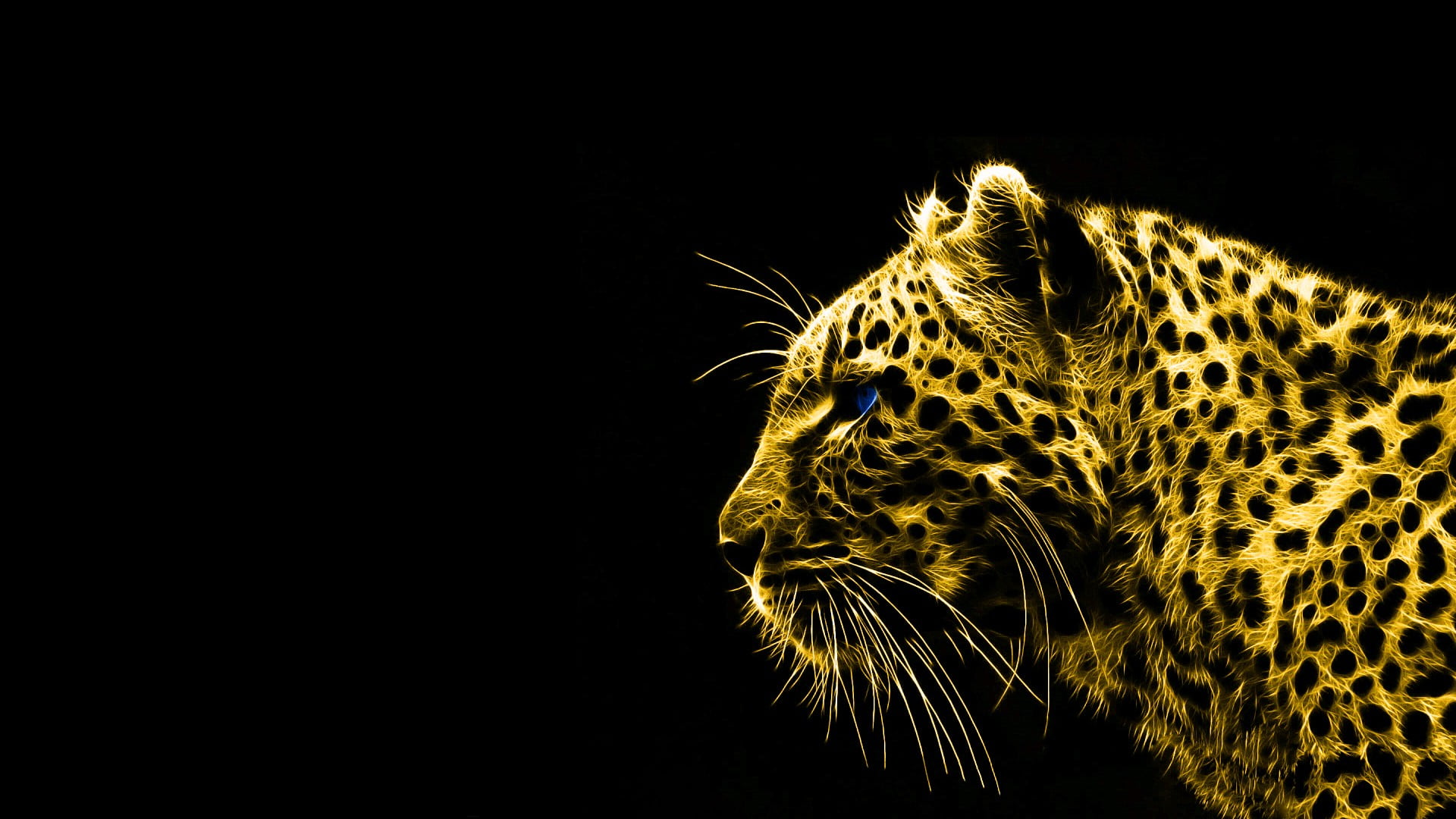 Cheetah, leopard, black background, Fractalius, animals HD wallpaper |  Wallpaper Flare