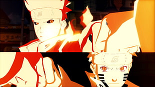 white and red abstract painting, Naruto Shippuden Ultimate Ninja Storm 4, Uzumaki Naruto, Namikaze Minato