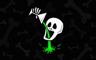 white skull holding martini glass illustration