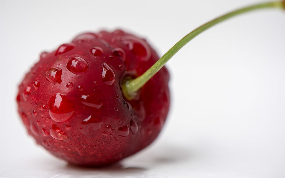 cherry with water droplets in macro shot HD wallpaper