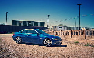 blue sedan, car, BMW, BMW 3 Series, BMW E92 M3