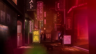 neon, cat, anime HD wallpaper