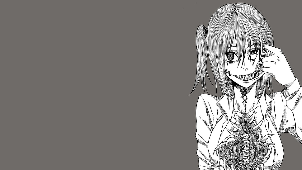 white and black abstract painting, anime, anime girls, horror, monochrome HD wallpaper