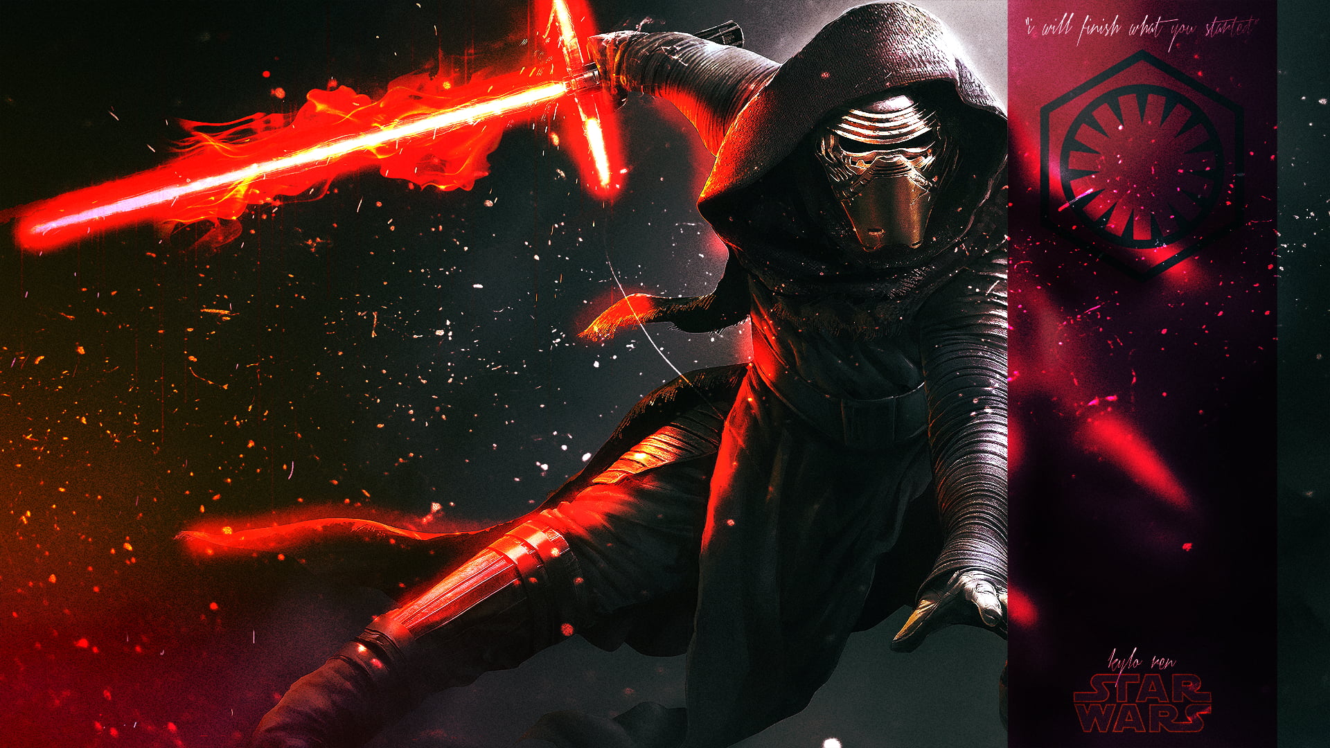 Star Wars Kylo Ren digital wallpaper