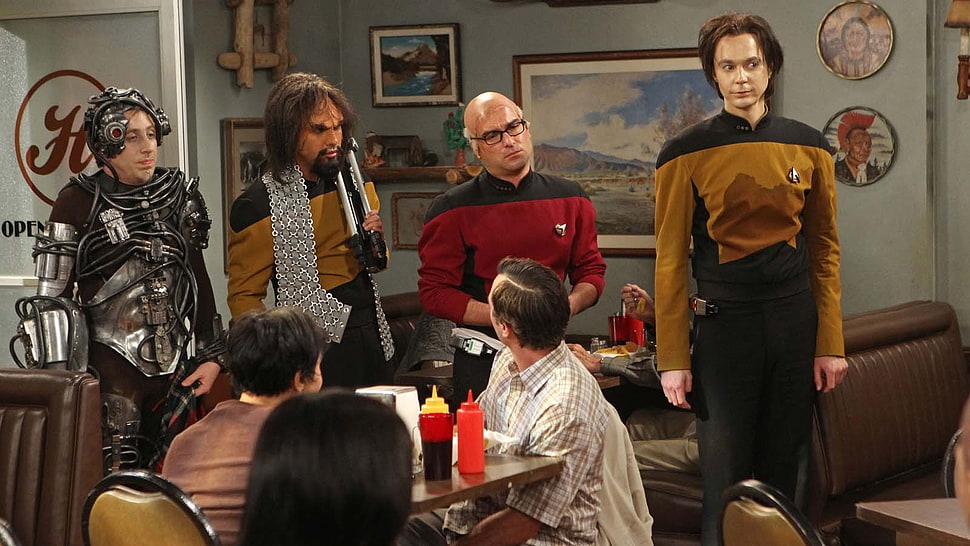 men's red and black shirt, The Big Bang Theory, Sheldon Cooper, costumes, Star Trek HD wallpaper