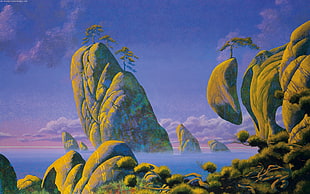green and yellow abstract painting, Roger Dean