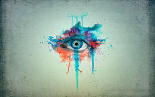person's left eye painting, eyes, paint splatter, watercolor, grunge