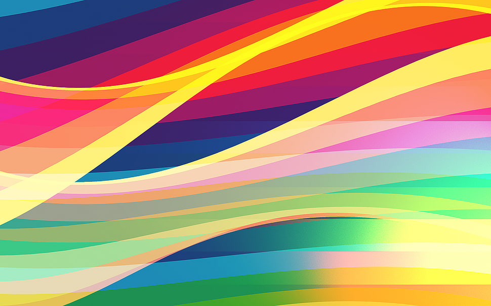 yellow and multicolored wave vector art HD wallpaper