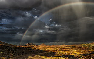 mountains and clouds, nature, landscape, rainbows, clouds