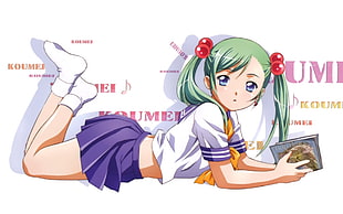 girl anime in white and blue short-sleeve shirt HD wallpaper