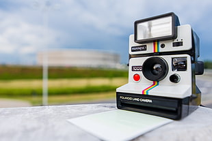black and white Polaroid land camera