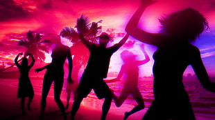 dancing gesture poster, beach party, dancing