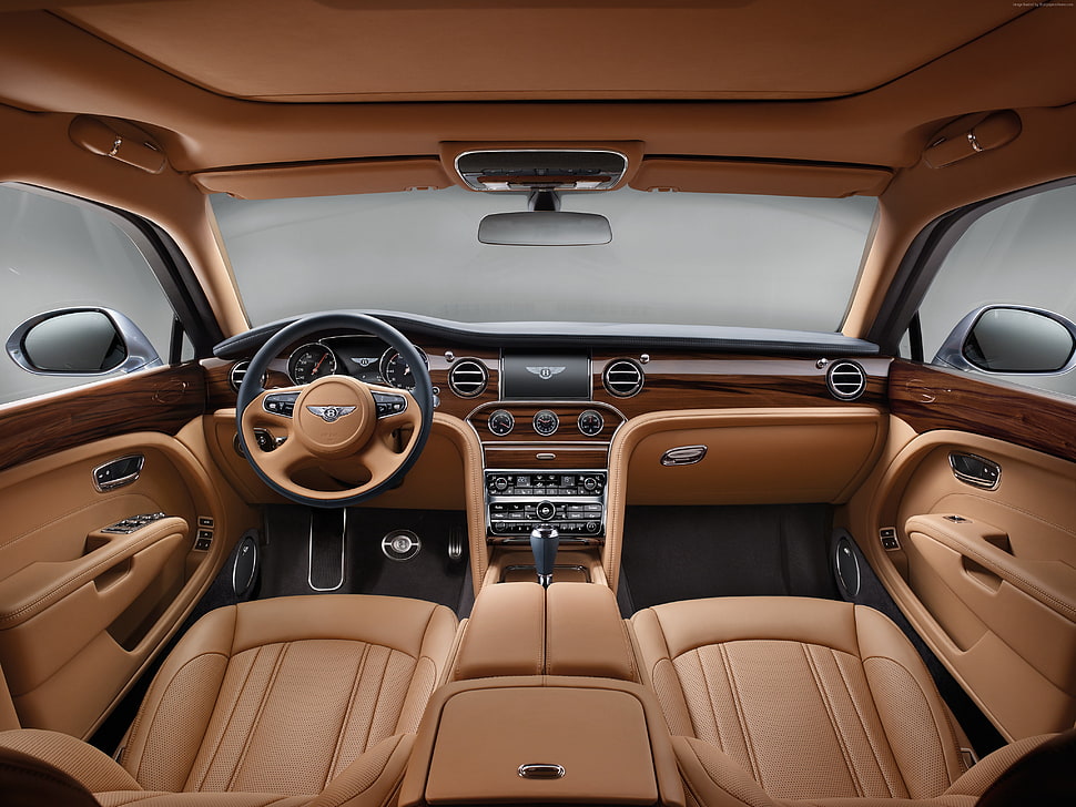 brown and black Bently interior HD wallpaper
