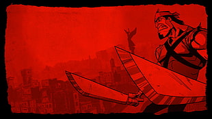 man holding sword artwork HD wallpaper
