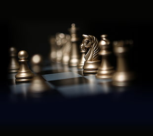 selective focus of Horse chess piece