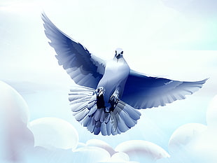 painting of flying pigeon