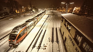 white and black wooden frame, train, railyard, railway, rail yard